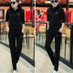 Leisure Hooded Two Piece Sportswear Suit - Black image