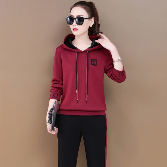 Hoodie Style Two Piece TrackSuit  - Red | image