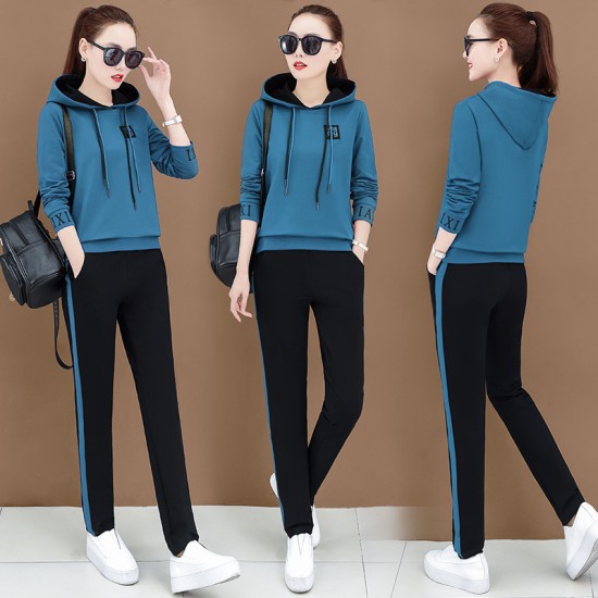 Hoodie Style Two Piece TrackSuit - Blue image
