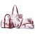 Floral Design 6 Pieces Handbags Set - Brown