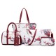 Floral Design 6 Pieces Handbags Set - Brown image