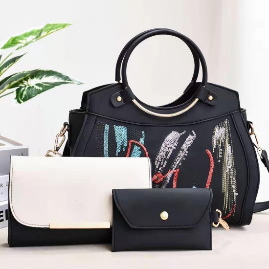 Cross-Body Designer Ladies Handbags Set - Black image