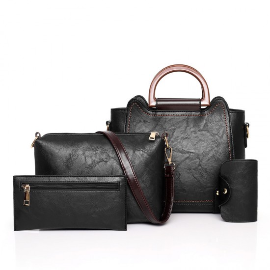 Women Retro Handbags Set - Black |image