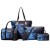 Floral Design 6 Pieces Handbags Set - Black