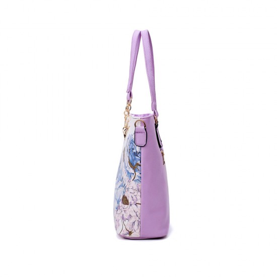Floral Design 6 Pieces Handbags Set - Pink image