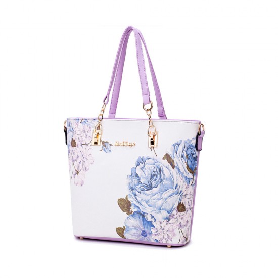 Floral Design 6 Pieces Handbags Set - Pink image