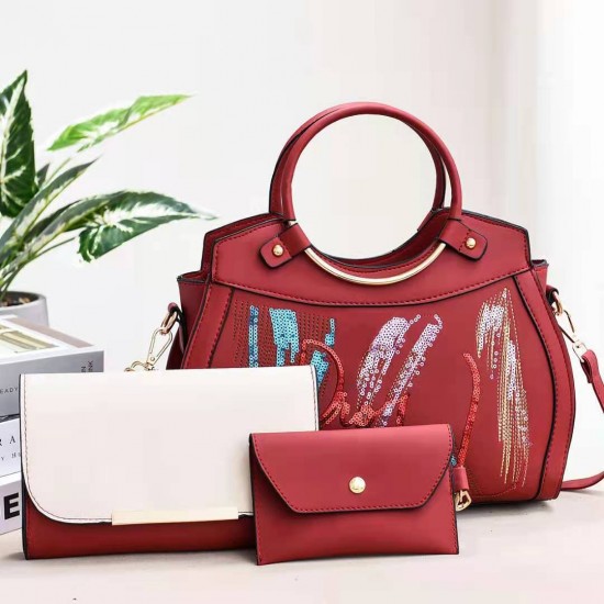 Cross-Body Designer Ladies Handbags Set - Red image