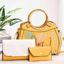 Cross-Body Designer Ladies Handbags Set - Yellow