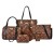 Python Pattern Leather Handbags Set - Brown