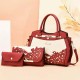 Three Pieces Luxury Carved Elegant Handbags Set - Red image