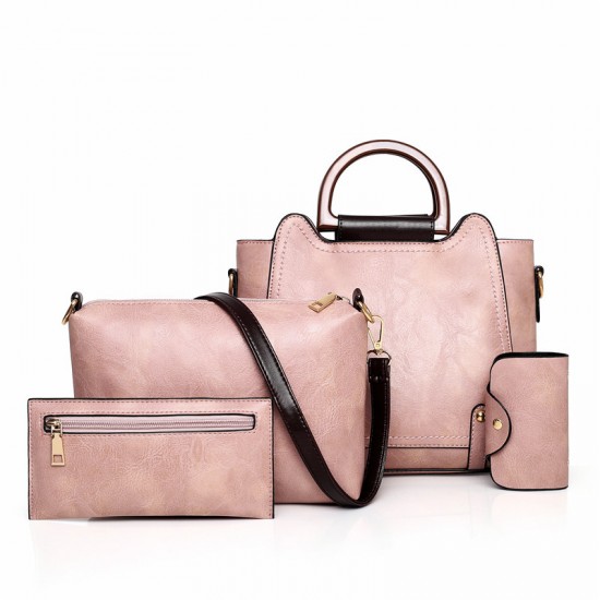 Women Retro Handbags Set - Pink image