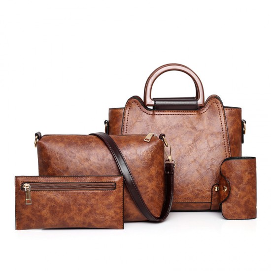Women Retro Handbags Set - Brown image