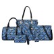 Python Pattern Leather Handbags Set - Blue image