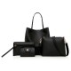 Composite Fashion Leather Handbags Set - Black |image