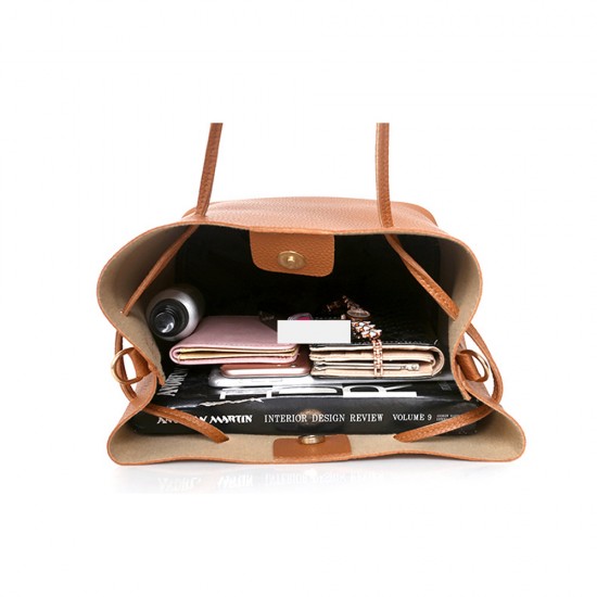 Composite Fashion Leather Handbags Set - Black |image