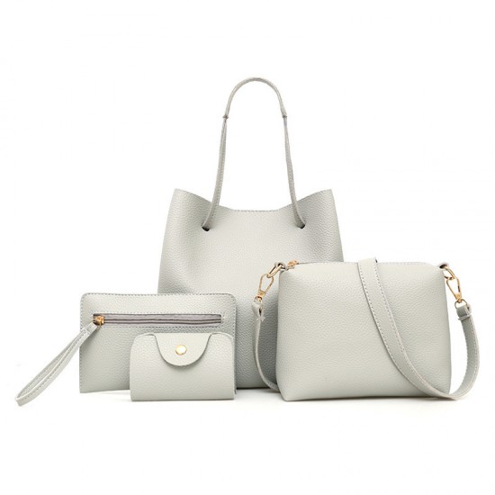 Composite Fashion Leather Handbags Set - Grey image