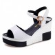Women Summer Slope Fish Mouth White High Wedge Sandals image