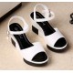 Women Summer Slope Fish Mouth White High Wedge Sandals image