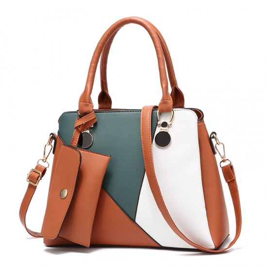Stitching Design Ladies Handbags Set - Brown image