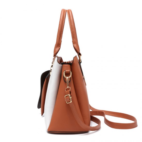 Stitching Design Ladies Handbags Set - Brown image