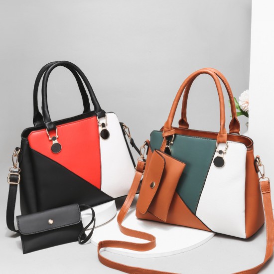Stitching Design Ladies Handbags Set - Black image