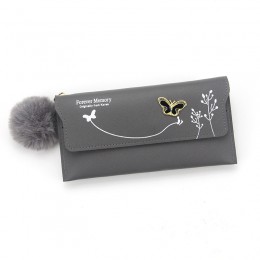 Women Long Soft Leather Wallet - Grey