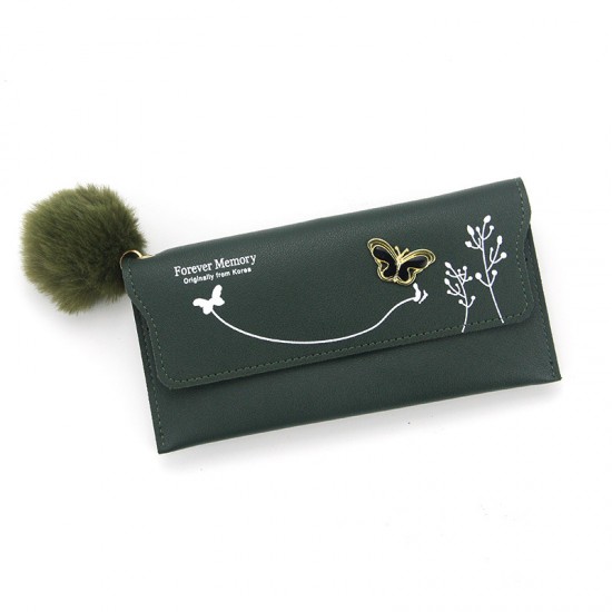 Women Long Soft Leather Wallet - Green image