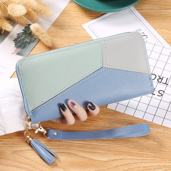 Women Designer Stitched Leather Wallet - Blue image