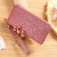 Floral Design Ladies Leather Wallet - Pink image
