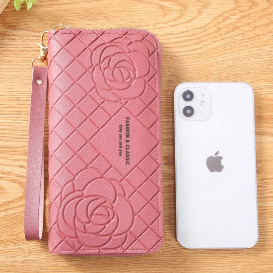 Floral Design Ladies Leather Wallet - Pink image