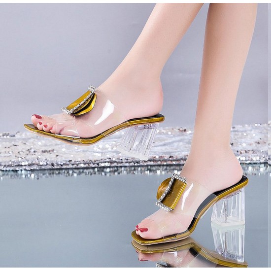 Outerwear High Heel Transparent Sandal-Golden image