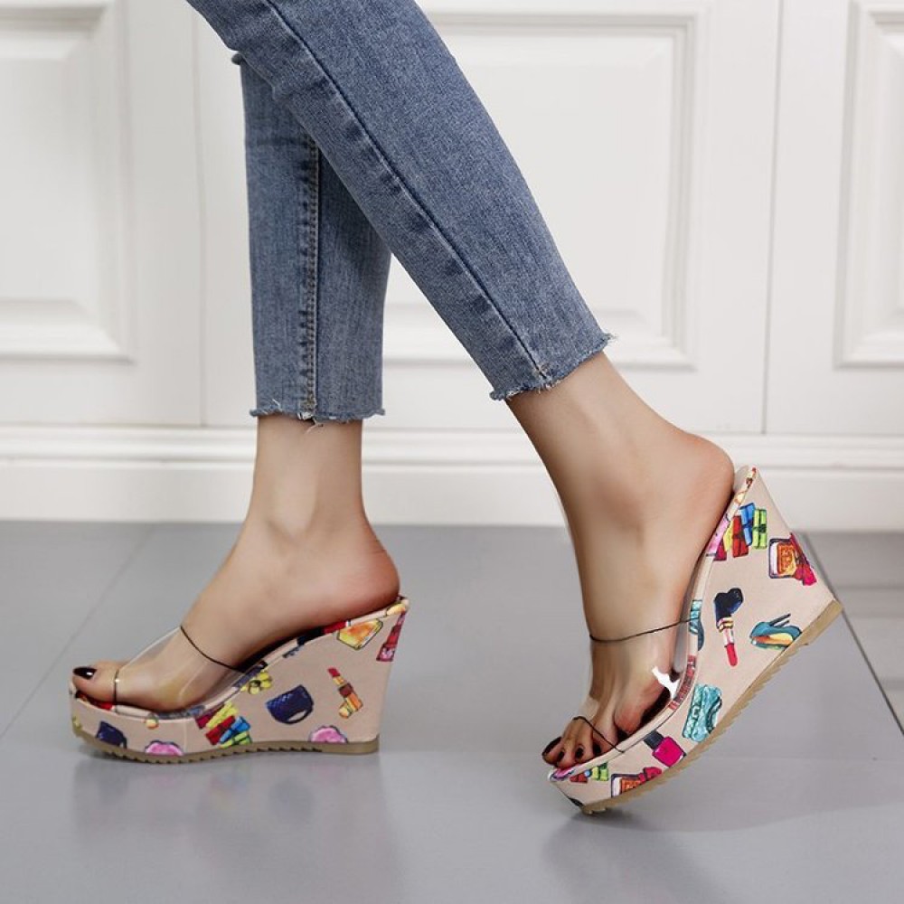 Buy New Transparent Summer OneLine High Heeled SandalsCream Fashion