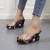 New Transparent Summer One-Line High Heeled Sandals-Black