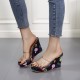 New Transparent Summer One-Line High Heeled Sandals-Black image