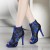 Floral Mesh Embroidered Stiletto High Heel Shoes - Blue