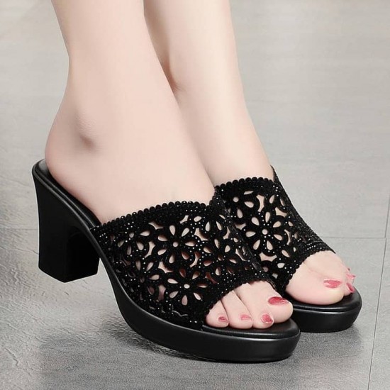 Outer Wear High Heel Flip flop Sandal - Black image