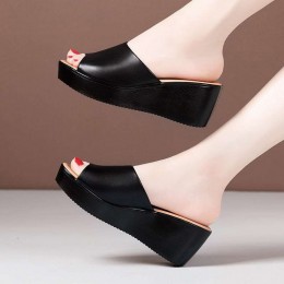 Outer Wear High Heel Soft Wear Sandal - Black