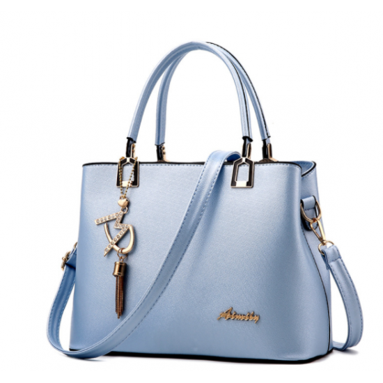Pure Blue Color Women Exclusive Design Messenger Handbag
