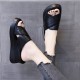 Open Toed Foreign Style Large Size Slope Heel Sandals-Black image