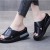 Open Toed Foreign Style Large Size Slope Heel Sandals-Black