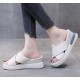 Open Toed Foreign Style Large Size Slope Heel Sandals-White image