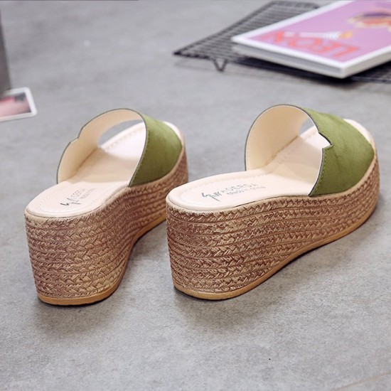 New Korean Thick-soled High-Heeled Sandals - Green image