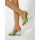  New Transparent Crystal Heel High Sandals - Green image