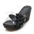 Korean Sequins Flower Transparent Sandals - Black