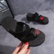 Black Platform Slippers with a Strawberry Design image