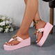 Buy pink platform flip-flops with gold chain design in Pakistan