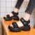 Fashionable Thick Soles Strap Closures Sandals - Black