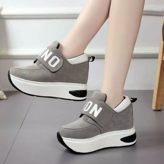 Women Elegant Casual Sport Wedge Shoes - Grey image