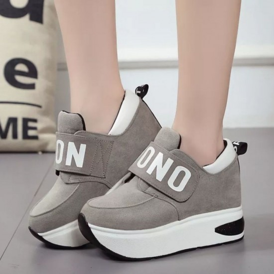 Women Elegant Casual Sport Wedge Shoes - Grey image