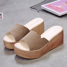 New Korean Thick-soled High-Heeled Sandals - Brown